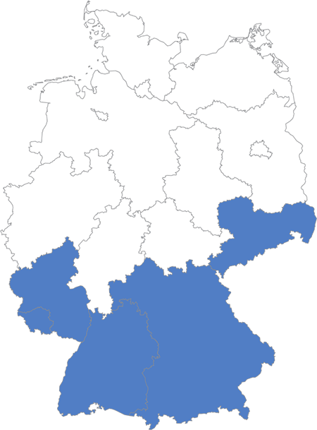 Karte der Region Süd